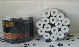 x60 OVERGRIP PROS PRO SUPER TACKY LISO(BLANCOS). PADEL TENIS BADMINTON OVERGRIPS