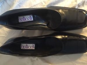 Botticelli Womens Leather 39.5 Size 9 1/2 Pumps Black Square Heel Perfect Shoes