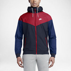 NIKE WINDRUNNER MEN'S JACKET 727324-452 SIZE XL $100 Obsidian/University Red