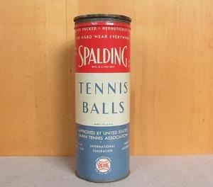 Vintage Spalding early Tennis Balls in Original Can Key Wind Advertising Rare