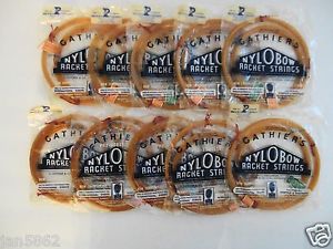 10  SETS OF VINTAGE NYLOBOW TENNIS STRINGS FROM 1960's /70's MADE IN ENGLAND