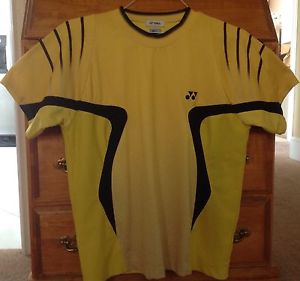 YONEX Performance Crew Yellow Tennis Shirt LARGE ATP Wawrinka Hewitt