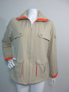 Womens TAIL Tennis Khaki/Orange Zip Front Lightweight Jacket - MINT - Size M