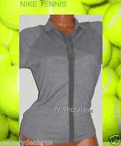 WOMEN'S NIKE TENNIS POLO SHIRT RACQUETTE SIZE SMALL BALL GRAY HEATHER $50 NEW