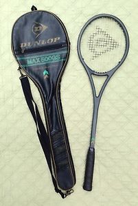 VINTAGE DUNLOP MAX 500GS GRAPHITE INJECTION SQUASH RACKET W/CASE  & NEW GRIP