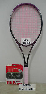 Prince Classic Featherlite Lite 1 MP Tennis Racquet 4 1/8-NEW PINK STRINGS/OV.GR
