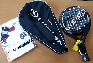 Ultima lote pack PALA +FUNDA PADEL VISION PRO BLACK fiberglass NUEVA estrenar