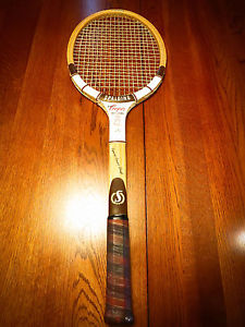 Vintage Spalding Ashley Cooper Wooden Tennis Racquet Rare All white Ashbow