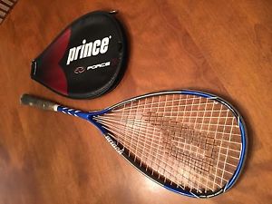 PRINCE - FORCE 3 F3 AGILE - SQUASH RACKET RACQUET & COVER VGUC Blue/Grey/White