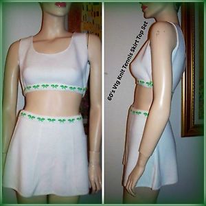 Vintage 60's " Tennisknit by Hampton Court " 2 Piece Tennis Skirt Top Set S/M