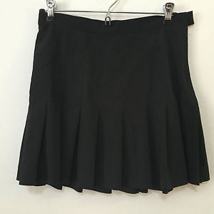 Vintage Solid Black Tennis Skirt Size 12 Small Medium Pleated Mini