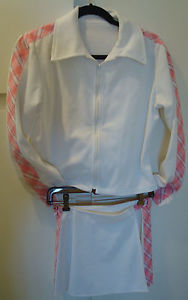 NEW tennis skirt with matching jacket&pink/blue/white pattern accent.Flattering!