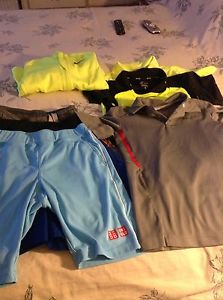 LOT OF Boys S/M Nike Dri Fit/Under Armor Tennis Sports Shorts/Shirts/Jacket