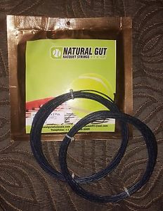 (5) SETS 16G 100% "PREMIUM" NATURAL GUT IN "BLACK COLOR" TENNIS RACQUET STRING