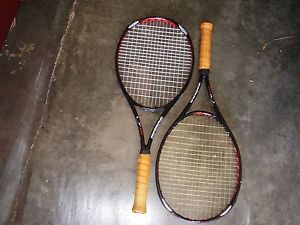 2 PRINCE O3 RED OVERSIZE TENNIS RACQUETS 45/8 MATCHING PAIR