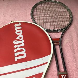 Vintage Metal Wilson T3000 Tennis Racquet & Head Cover  4 3/8 Grip  Mint