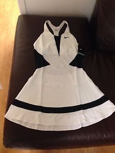 Women's Nike Premier Maria Sharapova Tennis Dress White Black Sz S 683106-100