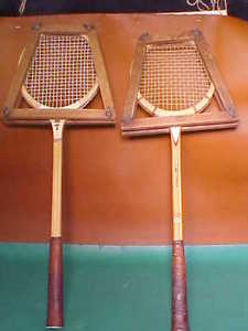 Vintage Wood Squash Rackets With Press * Garcia Cragin * Bancroft *