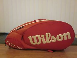 Wilson Tour Molded 2.0 Tennis Bag Red Thermoguard Holds 15 Raquets Backpack