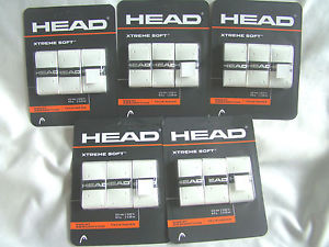 NEW Pack of 5 HEAD XTREME SOFT Sweat Absorption TACKINESS GRIP White #16T30