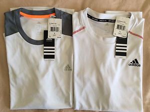 ADIDAS Men`s ClimaLite Tennis Tees Lot of 2 White Sz L