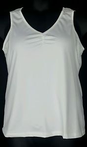 CHRISSIE BY TAIL TENNIS RUCHED FRONT DIAMOND TANK SHIRT WHITE NWOT SZ MEDIUM