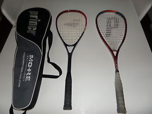 2 RAQUETTES DE SQUASH MARQUE PRINCE MORE ATTACK + VISTA + 1 ETUI MARQUE PRINCE