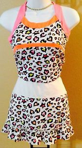 Girls Lucky In Love Multi Color Heart Cheetah Print Tennis Skirt Set Size L14