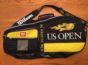 Wilson US Open Tennis Bag Yellow/Black Holds Racquets Ball Pocket Shoulder Strap