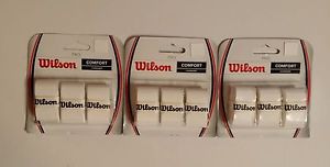 *3 PACK* 2015 Wilson Tennis Pro Comfort Overgrip 3-Pack White 9 GRIPS IN ALL