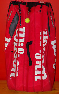 Wilson Tour Tennis Bag w/Thermo & Moistureguard Red Black White 12-15 Rackets