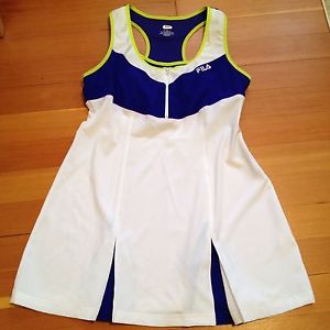Fila Sport Women's XL Tennis Dress with Built in Bra Cobalt Blue/White with Neon