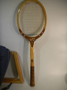Vintage 40s 50s Davis TAD Hi-Point Wood & Leather Tennis Racquet Racket USA 4+