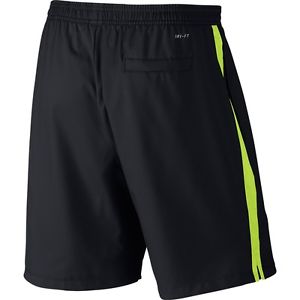 NEW Nike 9 Inch Court BLACK Volt Dri-FIT Tennis Shorts FEDERER NADAL 645045 011