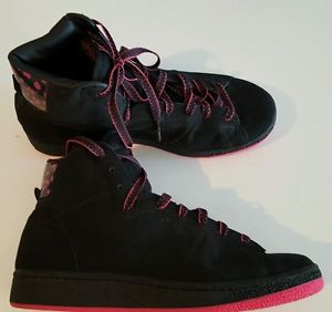 2008 NIKE AF-1 Air Force Mid Women's Hi-Top Shoes Black Pink Sz 10 318634-003