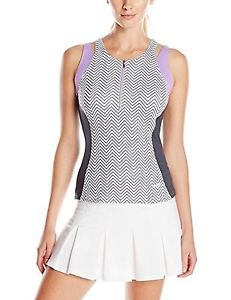 Bolle Womens Lavender Fields Zip Front Tank Top, X-Small, White