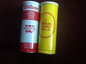 2 cans Vintage white & red Wilson practice & yellow tennis ball can unopened