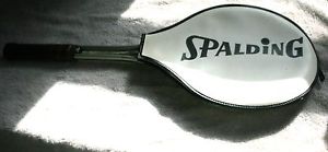 SPALDING, VINTAGE ALUMINUM TENNIS RACQUET, WITH COVER, ORIGINAL, 4 1/2