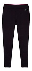 Fila Womens Tipped Waist Legging Casual Pants, Black/Knockout Pink, XL