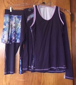 Women's Sofibella 3 Piece Purple Tennis Outfit, Size L