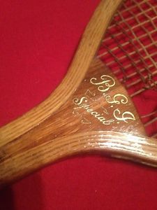 Antique 1900 Rare BGI Bridgeport Gun Implement Tennis Racquet Tree Trunk Grip