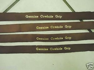 4 x  VINTAGE 1960's / 1970's GENUINE COWHIDE BROWN  LEATHER GRIPS