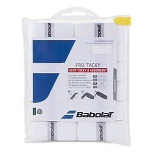 Babolat Pro Tacky Tennis Overgrip 12 Pack - White - Very Tacky & Absorbant