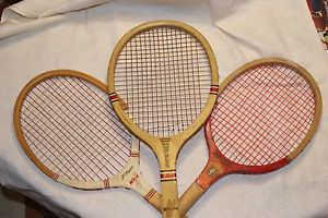 3 Vintage Tennis Racquets-Wilson Popular, JC Higgins Whiz, Regent Junior Champ