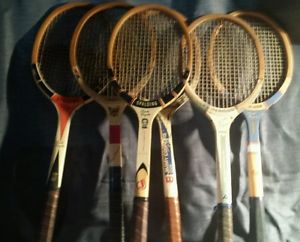 6 vintage endorsed wood tennis raquets rackets Moran Gonzales Connors Emmerson