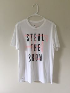 Roger Federer Mens Large Nike Steal The Show US Open White Tee Shirt