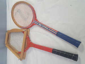 Pair of Vintage Tennis Racquet Professional Spalding Impact 180 Wood Laminated
