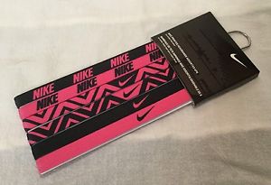 New Nike Printed Headbands Assorted 6 pk/ Silicone for Grip Pink Black