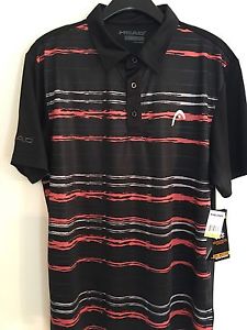 Head Dri-Motion Tennis Golf Shirt NWT Mens Modern Print Front Logo Large