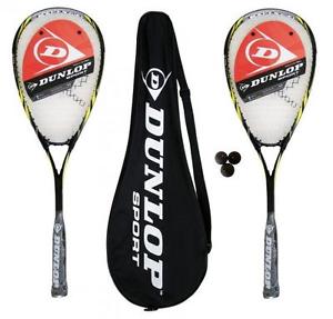 2 x Dunlop Biotec Max Titane Raquettes De Squash + Housse + Balles De 3 Squash